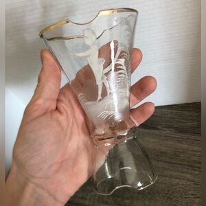 Rare Antique Bohemia Mary Gregory Style Glass Posy Holder
